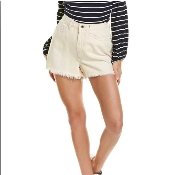 NWOT Women’s WeWoreWhat high waist bf fit cream fringe cutoff denim shorts sz 29 - Picture 3 of 10